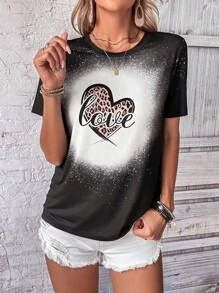 SHEIN LUNE 愛心和字母圖案T恤 - 彩色 - 查看 4