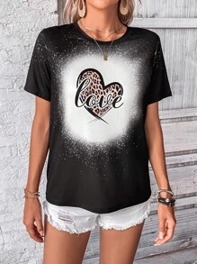 SHEIN LUNE 愛心和字母圖案T恤 - 彩色 - 查看 7