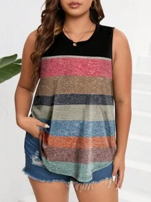 SHEIN LUNE Áo hai dây Plus Size Khối Màu Giải trí - Nhiều màu - Xem 1