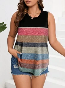 SHEIN LUNE Áo hai dây Plus Size Khối Màu Giải trí - Nhiều màu - Xem 3