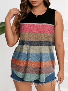 SHEIN LUNE Áo hai dây Plus Size Khối Màu Giải trí - Nhiều màu - Xem 6