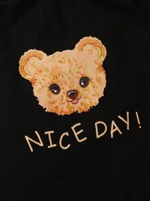 Toddler Girls Bear Print Cami Dress & Mesh Tee Set - Multicolor - View 4