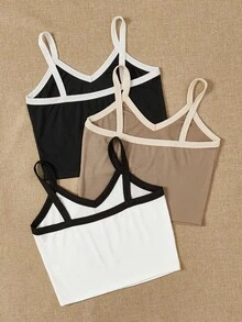 3入組愛心圖案撞色滾邊家居服上裝 - 彩色 - 查看 2