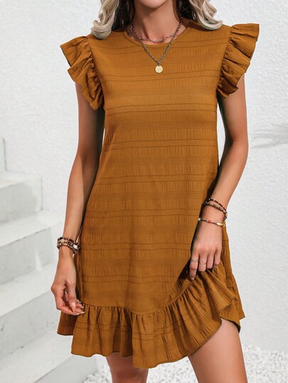 SHEIN LUNE 素色荷葉邊娃娃裙