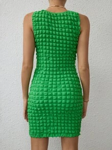 SHEIN Essnce Đầm Cắt ra Xù nhỏ màu trơn Gợi cảm - màu xanh lá - Xem 2