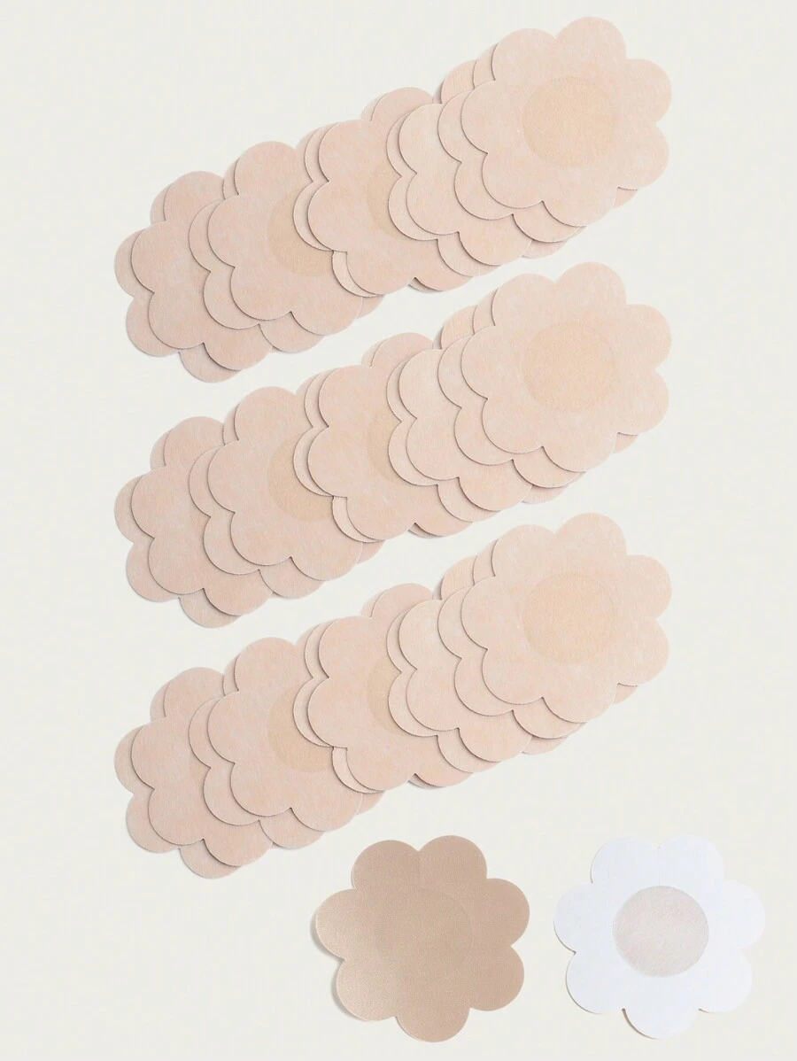 15pairs Solid Floral Shaped Nipple Cover - Apricot - View 1
