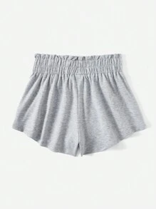 SHEIN EZwear 字母補丁細節紙袋腰短褲 - 淺灰色 - 查看 2