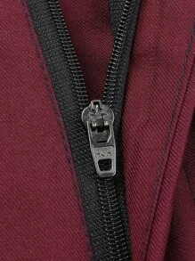 Manfinity Mode Nam 1 Miếng Cổ áo Nút đơn Áo vest & 1 Miếng Quần tây - Màu Đỏ Sâu - Xem 3