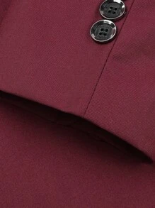 Manfinity Mode Nam 1 Miếng Cổ áo Nút đơn Áo vest & 1 Miếng Quần tây - Màu Đỏ Sâu - Xem 4