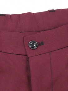 Manfinity Mode Nam 1 Miếng Cổ áo Nút đơn Áo vest & 1 Miếng Quần tây - Màu Đỏ Sâu - Xem 6