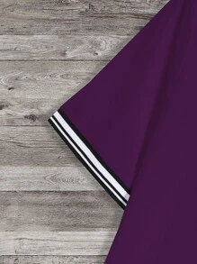 Manfinity Homme Áo thun nam Tương phản ràng buộc Thú vật Con số Giải trí - Màu tím - Xem 3