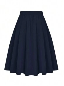 Celure Plus Pearls Beaded Knot Front Skirt - Navy Blue - View 2