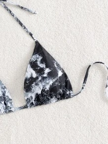 Tie Dye Halter Triangle Bikini Top - Multicolor - View 5