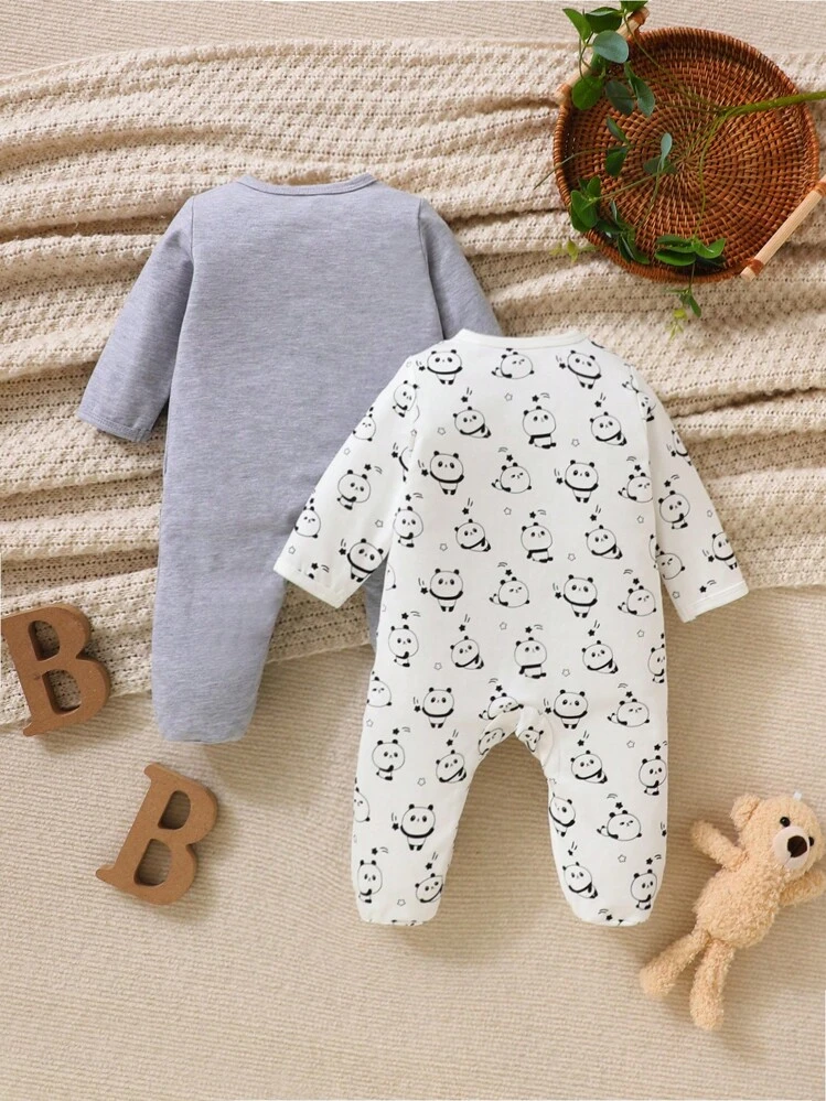 כפתורים קדמיים מצויר מכתב פיג'מות לתינוקות - ריבוי צבעים - ראה 2