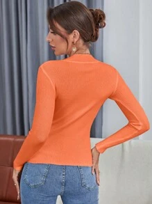 INAWLY Solid Ribbed Knit Mock Neck Sweater,Long Sleeve Tops