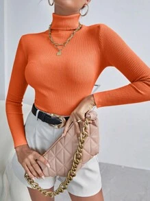 INAWLY Turtleneck Ribbed Knit Sweater,Long Sleeve Tops