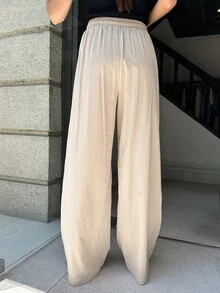 DAZY Drawstring Waist Wide Leg Pants - Apricot - View 2