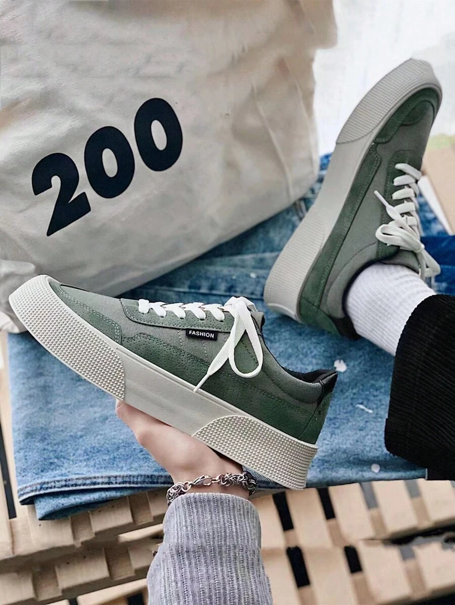 Giày thể thao nam Khối Màu Ren lên - xanh quân đội - Xem 1