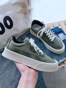 Giày thể thao nam Khối Màu Ren lên - xanh quân đội - Xem 2