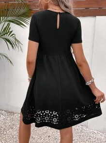 SHEIN Maternity Laser Cut Out Dress - Black - View 2