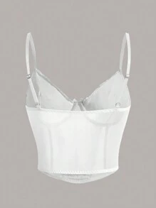 ROMWE Kawaii Contrast Lace Cami Top - White - View 2