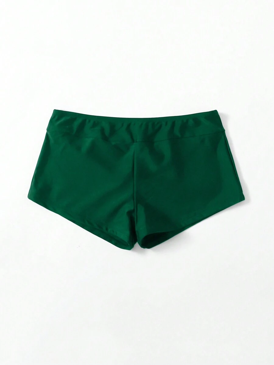 素色比基尼短褲 - 墨綠色 - 查看 1