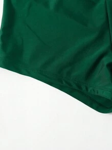 素色比基尼短褲 - 墨綠色 - 查看 5