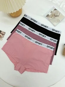 Plus 3Packs Letter Tape Waist Panty Sports - Multicolor - View 1