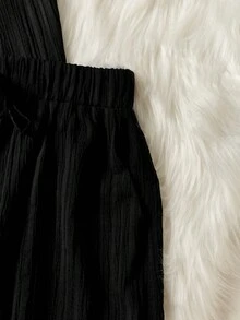 SHEIN LUNE Off Shoulder Frill Trim Top & Shorts - Black - View 6