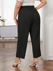 SHEIN Privé Plus High Waist Plicated Detail Pants