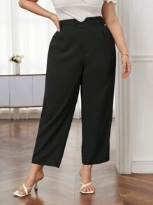 SHEIN Privé Plus High Waist Plicated Detail Pants