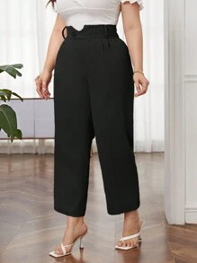 SHEIN Privé Plus High Waist Plicated Detail Pants