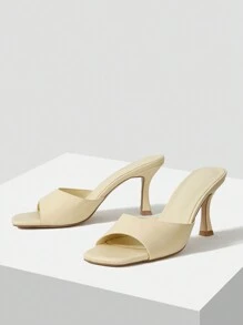 MOTF PREMIUM Xăng-đan cao gót quai đơn cho nữ, Xăng-đan mule ngoài trời thanh lịch - Màu vàng - Xem 3