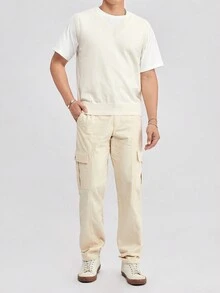 Manfinity NiteLyfe 男士素色毛衣背心不帶T恤 - 米色 - 查看 5