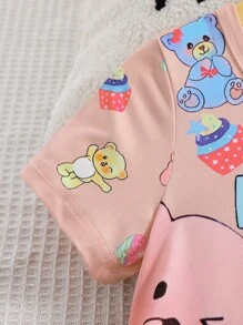 女小童卡通和字母圖案睡裙