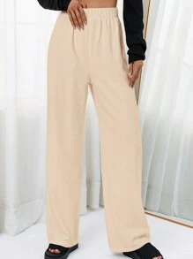 SHEIN Essnce Solid Straight Leg Pants - Apricot - View 6