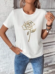 SHEIN LUNE 印花圓領T恤 - 白色 - 查看 4