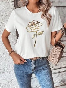 SHEIN LUNE 印花圓領T恤 - 白色 - 查看 6