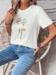 SHEIN LUNE 印花圓領T恤 - 白色 - 查看 8