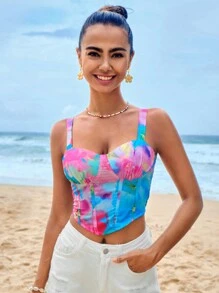 Soleia Top de tirantes bustier con estampado floral - Multicolor - Ver 1