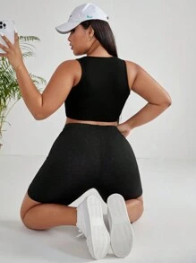 SHEIN EZwear Quần lót kích thước lớn màu trơn Giải trí - màu đen - Xem 2