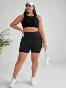 SHEIN EZwear Quần lót kích thước lớn màu trơn Giải trí - màu đen - Xem 3