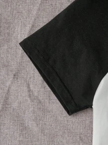 SHEIN Tops con gái Slogan Loại bướm Giải trí - Đen và trắng - Xem 4