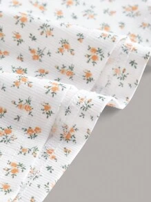 SHEIN EZwear 碎花掛脖上衣 - 橘色 - 查看 3