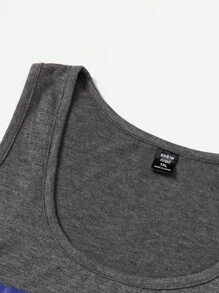 SHEIN EZwear 大碼美國旗圖案背心上衣 - 深灰色 - 查看 3