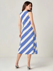 BizChic Đầm Sọc Giải trí - Màu xanh lam - Xem 2