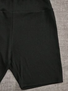 SHEIN Cô gái tuổi teen In kẻ sọc Áo sơ mi & Áo ba lỗ & Quần short đi xe - Nhiều màu - Xem 4