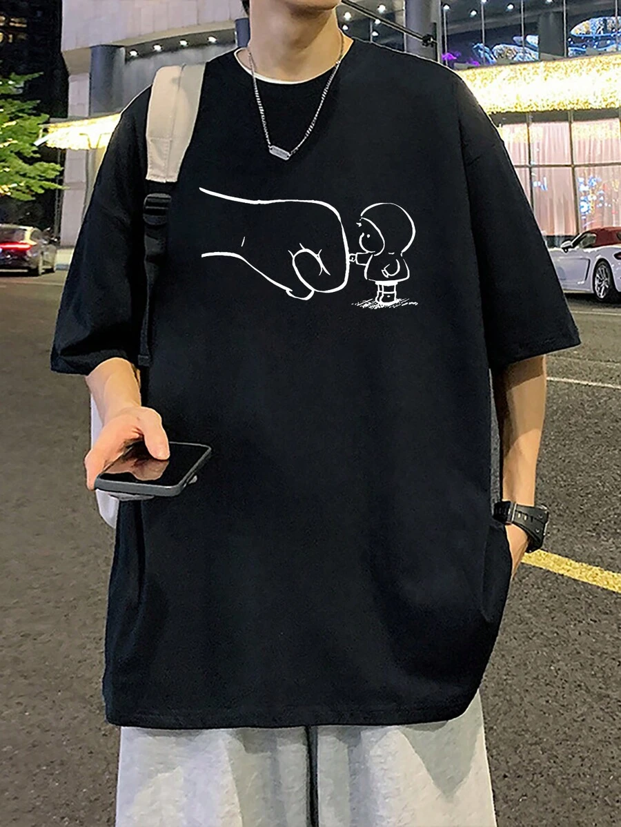Áo thun nam Hoạt hình Lá thư Giải trí