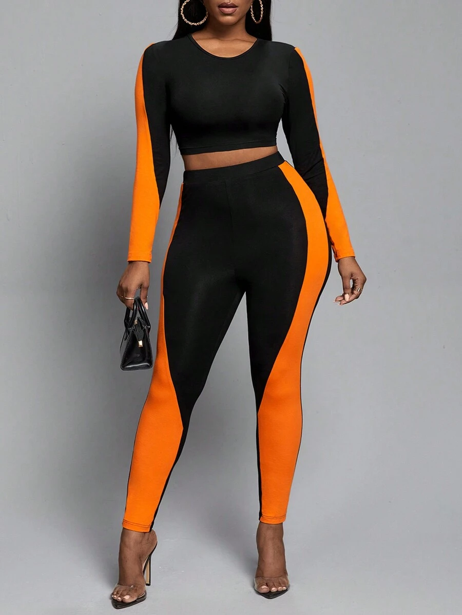 Slaydiva 雙色短款T恤和緊身打底褲 - 彩色 - 查看 1