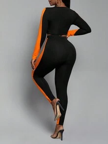 Slaydiva 雙色短款T恤和緊身打底褲 - 彩色 - 查看 2